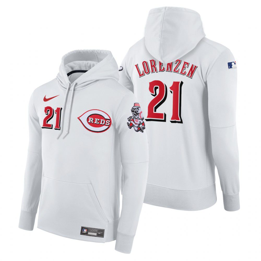 Men Cincinnati Reds #21 Lorenzen white home hoodie 2021 MLB Nike Jerseys->cincinnati reds->MLB Jersey